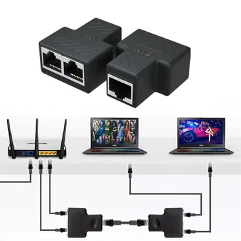 1tk 1: 2 ja Viis LAN RJ45 Extender Splitter Ethernet Adapter Interneti Kaabli Ühendus 1 Sisend 2 Toodangu Kõrge Kvaliteet