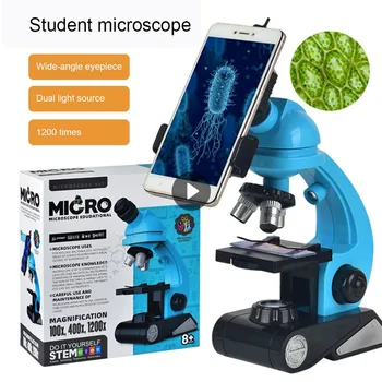 1200X Bioloogilise Mikroskoobi Õpilane Laste Sulamist Kodu Kooli Teadus-Haridus-Lastele Laste Lab Optilised Instrumendid