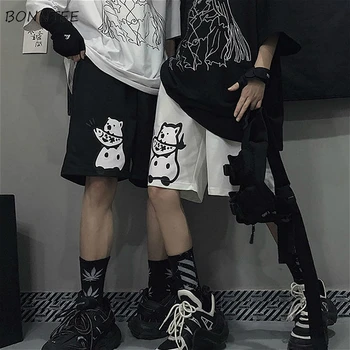 Lühikesed püksid Paar Harajuku Stiilne korea Trükitud Suvel Kõrge Vöökoht Kõik-match Naiste Streetwear Põhi-Uued Trendikad Vabaaja Retro Lady Lühike