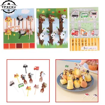Jaapani Plastikust Loomade/Auto Puu-Kahvel Korjab Mini Cartoon Lapsed Suupiste Kook Magustoit Korja Hambaork Bento Lõunaks Partei Teenetemärgi
