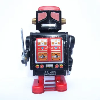 [Naljakas] Klassikaline kollektsioon Retro Kellavärk likvideerida Metallist Jalgsi Tin Toy Warrior robot Mehaaniline lapsed, jõulud kingitus