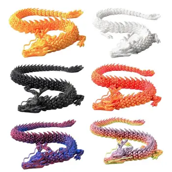 3D Trükitud Liigend Dragon Hiina Kaua Paindlik Realistlik Tehtud Ornament Mänguasi Mudel siseministeeriumi Teenetemärgi Decor Lapsed Kingitusi