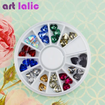 1 Ratta 12 Värvi 3D-Südame Kuju Kristall Kive Glitter Gem Nail Art poola Vihjeid Kaunistamiseks Maniküür Ehted Tööriist