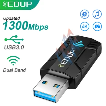 EDUP Mini USB WiFi Adapter 1300Mbps Traadita Võrgu Kaart 2.4 G&5G 802.11 ac Koos Jahutus Augud Lan Adapter Sülearvuti Lauaarvuti