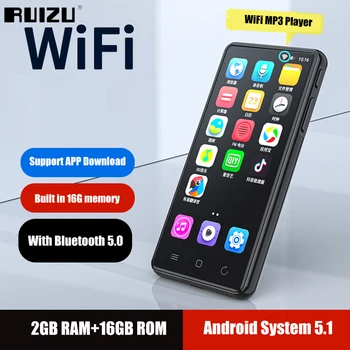 RUIZU Android Süsteem 5.1, WiFi, MP3-Mängija Koos Bluetooth-5.0 Toetada APP alla Laadida HiFi Muusika Mängija Sisseehitatud Kõlariga Walkman
